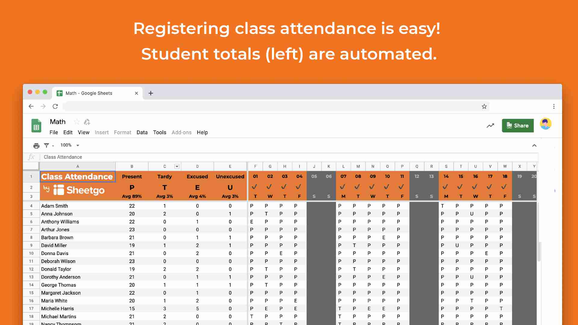 How To Create A Attendance Sheet In Google Sheets