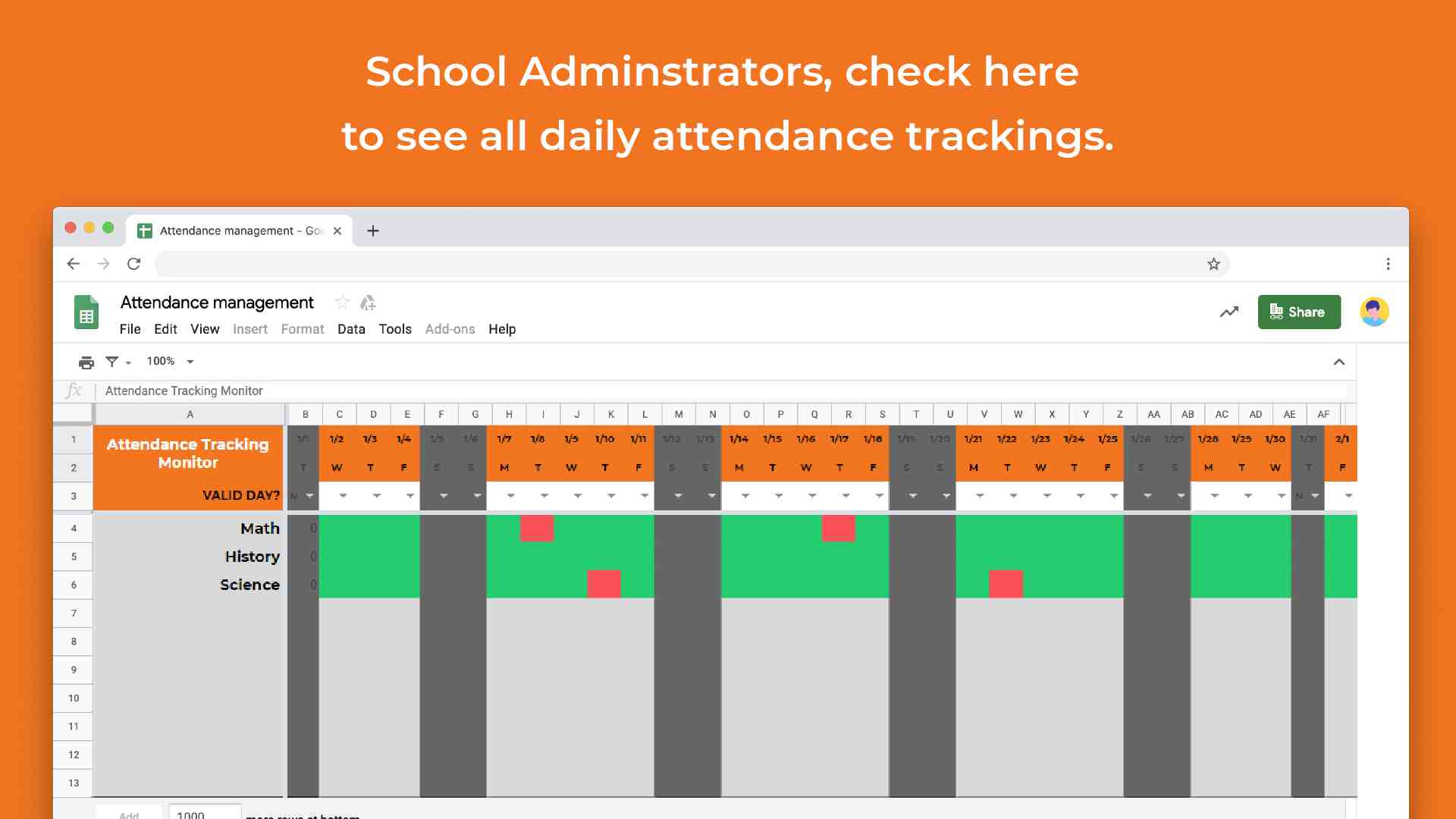 Google Sheets Attendance Template Free