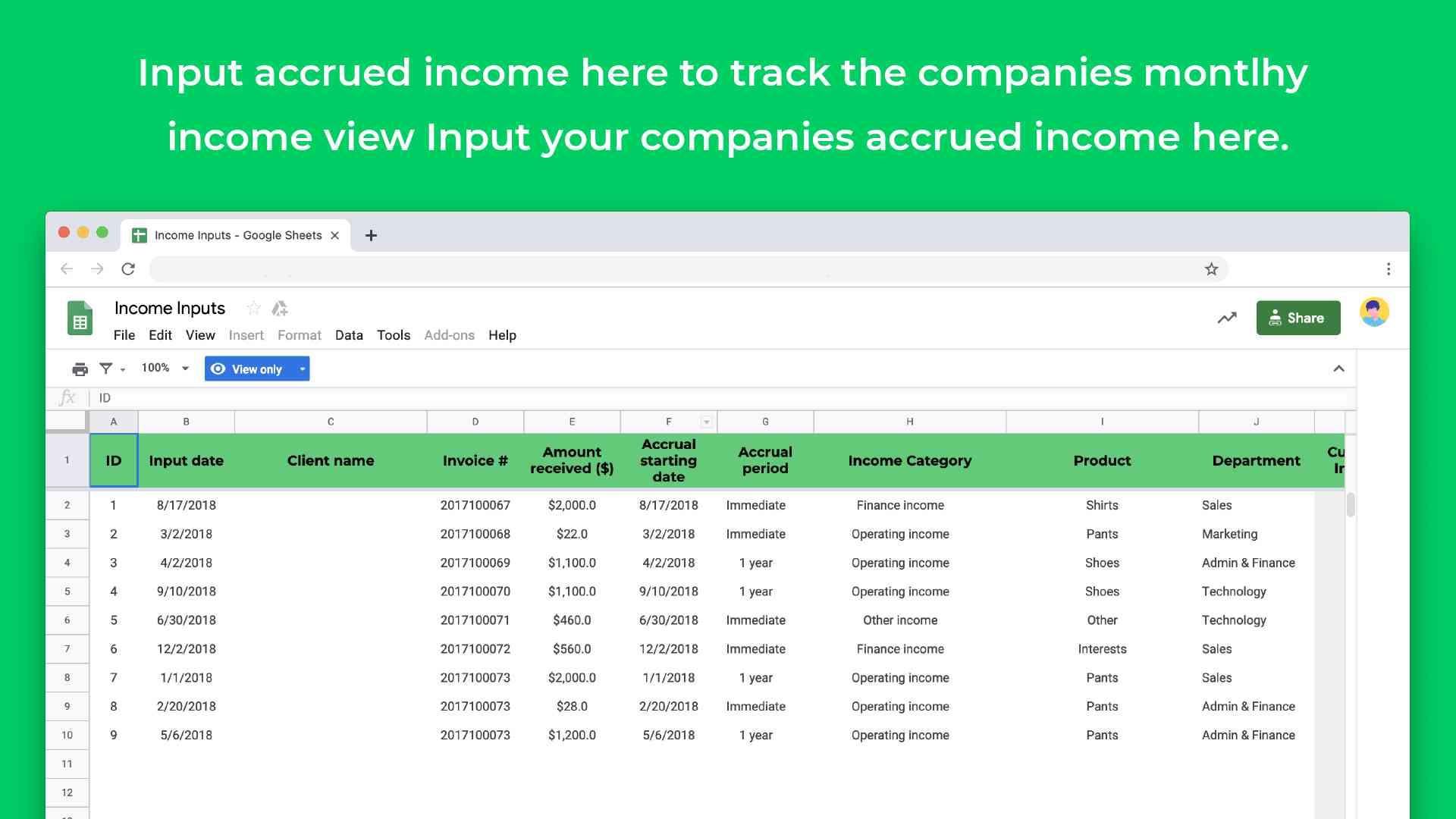 Income Statement Template in Google Sheets - Sheetgo