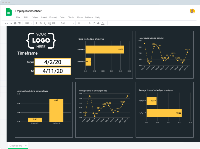 Employee timesheet management template - Sheetgo