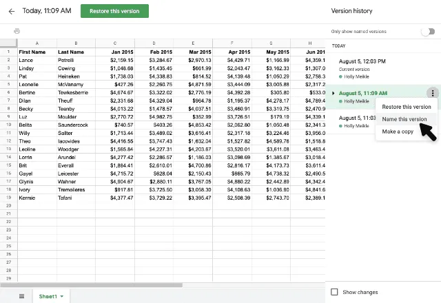 View history – 4 Google Sheets edit history 4