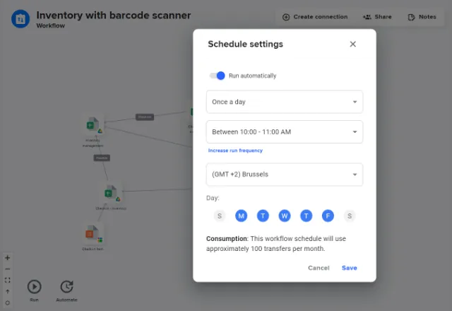 inventory system with barcode update