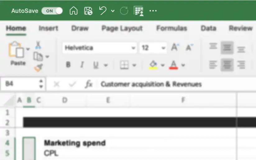 Salvamento Automático do Excel: chave Salvamento Automático ativada no canto superior esquerdo da pasta de trabalho