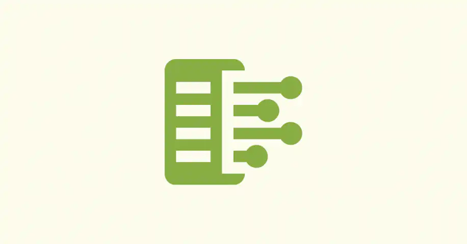 Controle de versão no Excel: ícone verde de planilha com linhas que se ramificam até nós de versão redondos