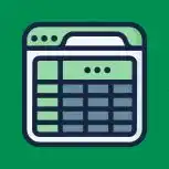 Free Google Sheets templates — spreadsheet window icon on a green background