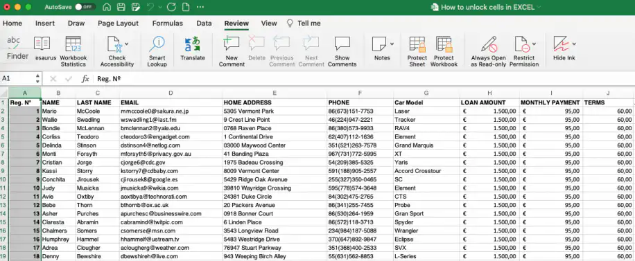 Comment déverrouiller des cellules dans Excel : onglet Révision affichant de nouveau Protéger la feuille et Protéger le classeur