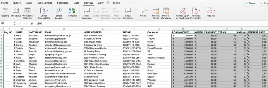 Déverrouiller certaines cellules dans Excel : bouton Protéger la feuille dans l'onglet Révision