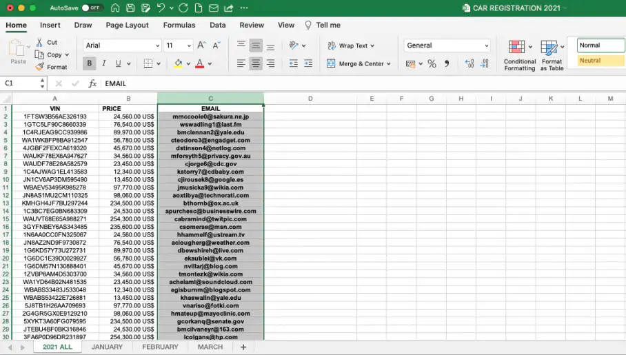 VLOOKUP entre duas pastas de trabalho — coluna EMAIL preenchida com os e-mails dos clientes