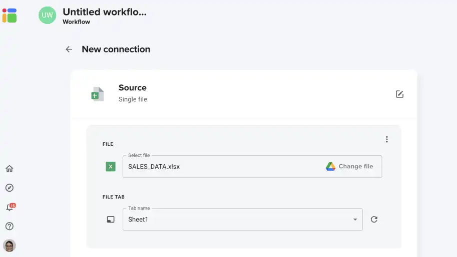 VLOOKUP entre pastas de trabalho com o Sheetgo — nova conexão com SALES_DATA.xlsx como origem